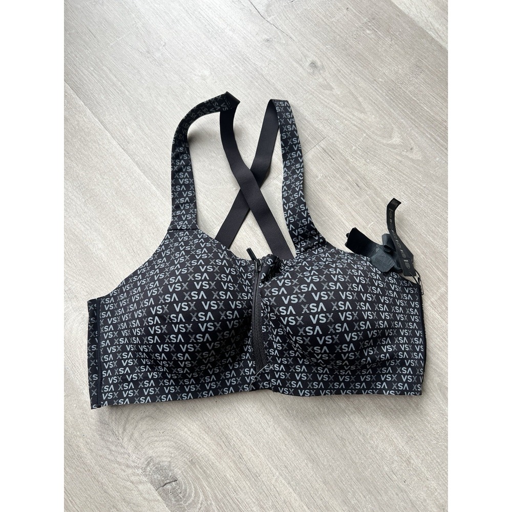 Victorias Secret Nwt Knockout Front Close Black Logo 34C Sport Sports Bra
